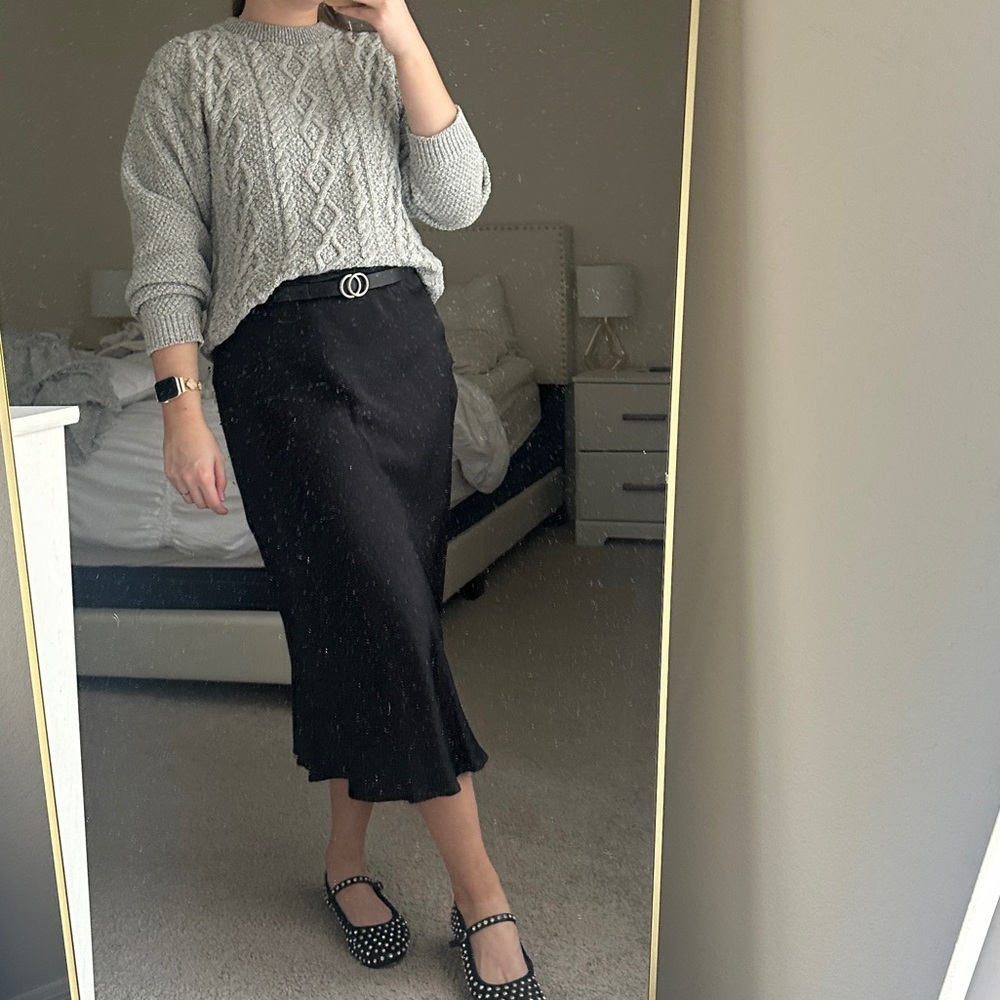 Oversized gray cable knit sweater
